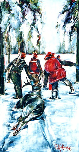 Arja Krossbeckin mets�stysaiheinen maalaus